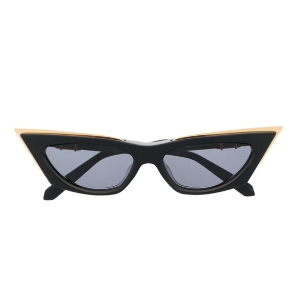 Authentic Valentino Black and Gold Cat-Eye Sunglasses